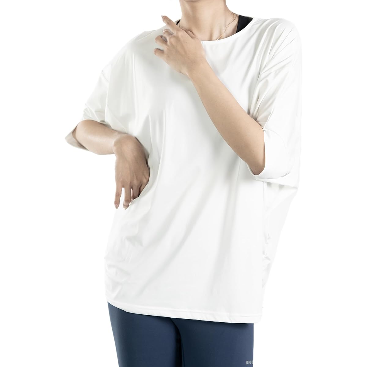 [iito.seasons] Yoga Dolman Sleeve Yoga Wear, Women's, Loose, Top, Body Covering, Long Length, Short Sleeves, Sports, Fitness, Sweat Absorbent, Quick Drying, UV Protection, UV Protection, Thin, Summer, Stylish, Cute