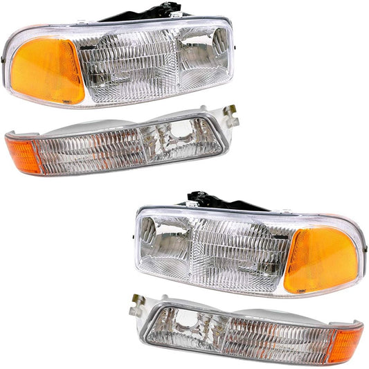 Headlight & signal marker lamp 4 pieces 99-07 GMC Sierra pickup truck & 00-06 YUKON/XL 15199560 1585035352 1585035352