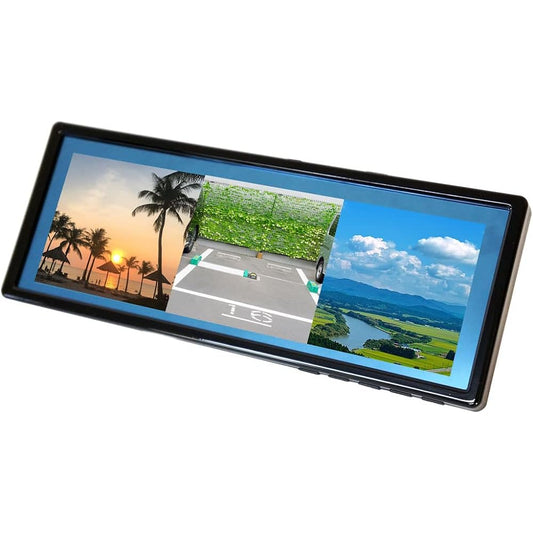 Rearview Mirror Monitor 9 Inch 3 Screen Rearview Mirror Monitor Split Screen Truck Rear Camera 12V 24V Compatible B393