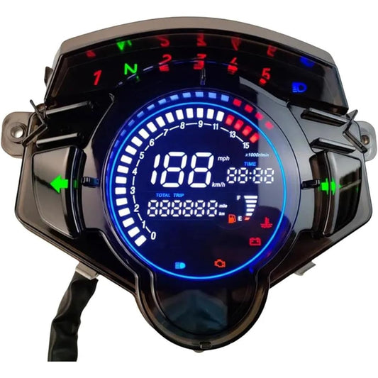 LED Indicator Odometer Fits for LC135 V2 V3 V4 V5 V6 V7 Digital Gauge Instrument LCD Display Motorcycle Speedometer 10V-15V Electronic RPM Indicator