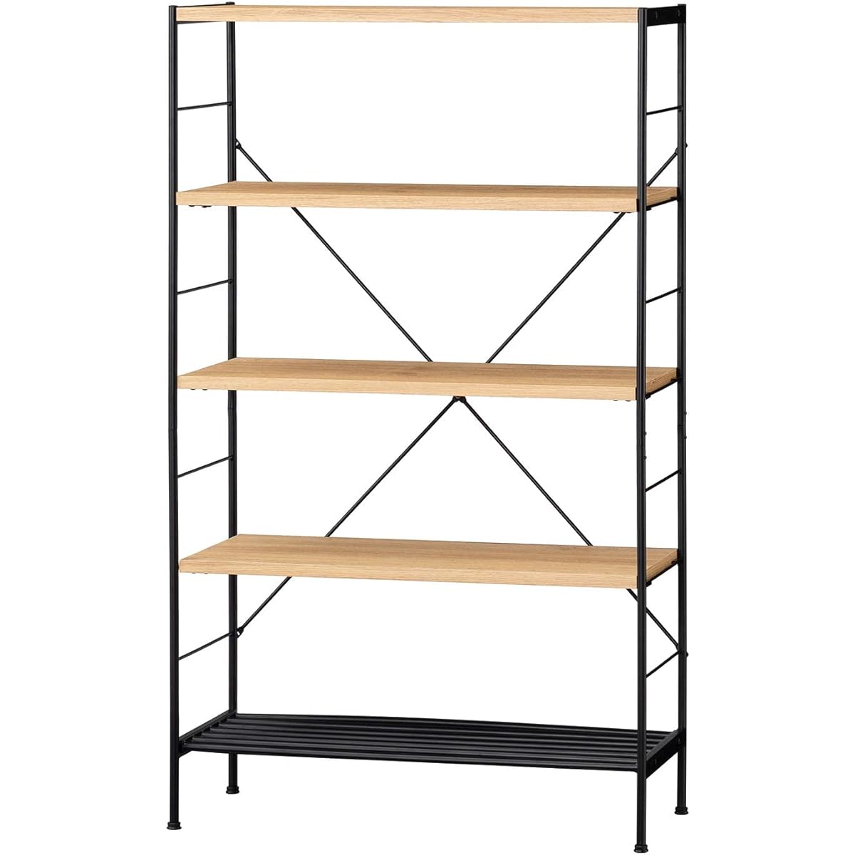 Shirai Sangyo Stylish open rack bookshelf that combines the softness of wood and the ruggedness of iron Natural brown Width 70.8 Height 118.9 Depth 29.9 cm RNT-1270 Rinatura