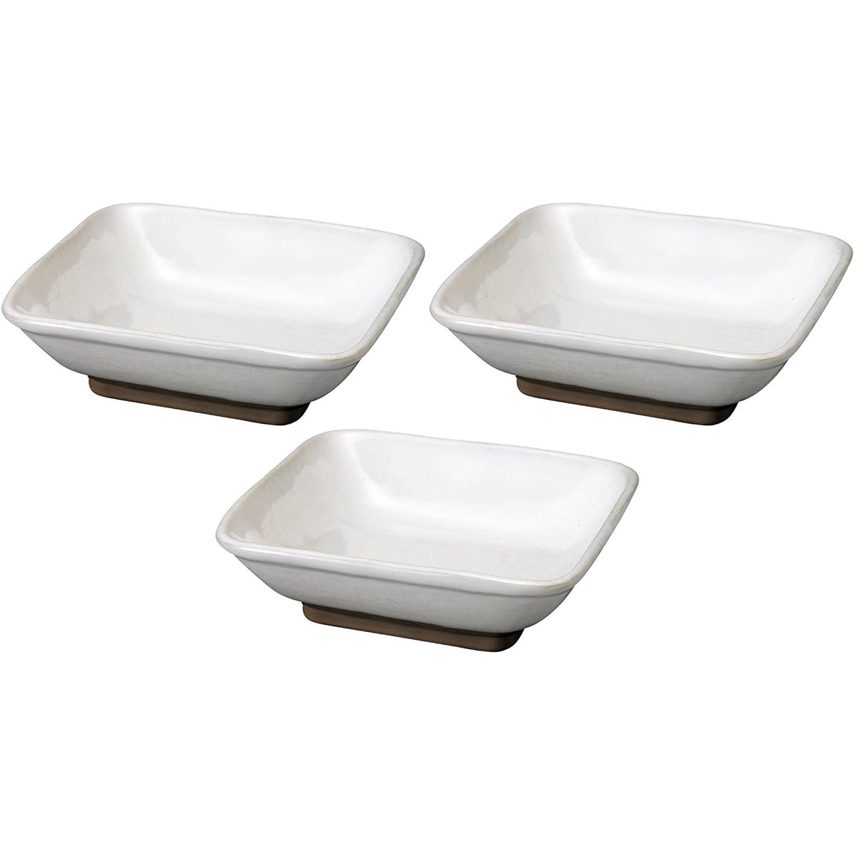 Set of 3 Momoyama Shino Square large bowl (Sashimi bowl) [15.8 x 5cm] [Square bowl]