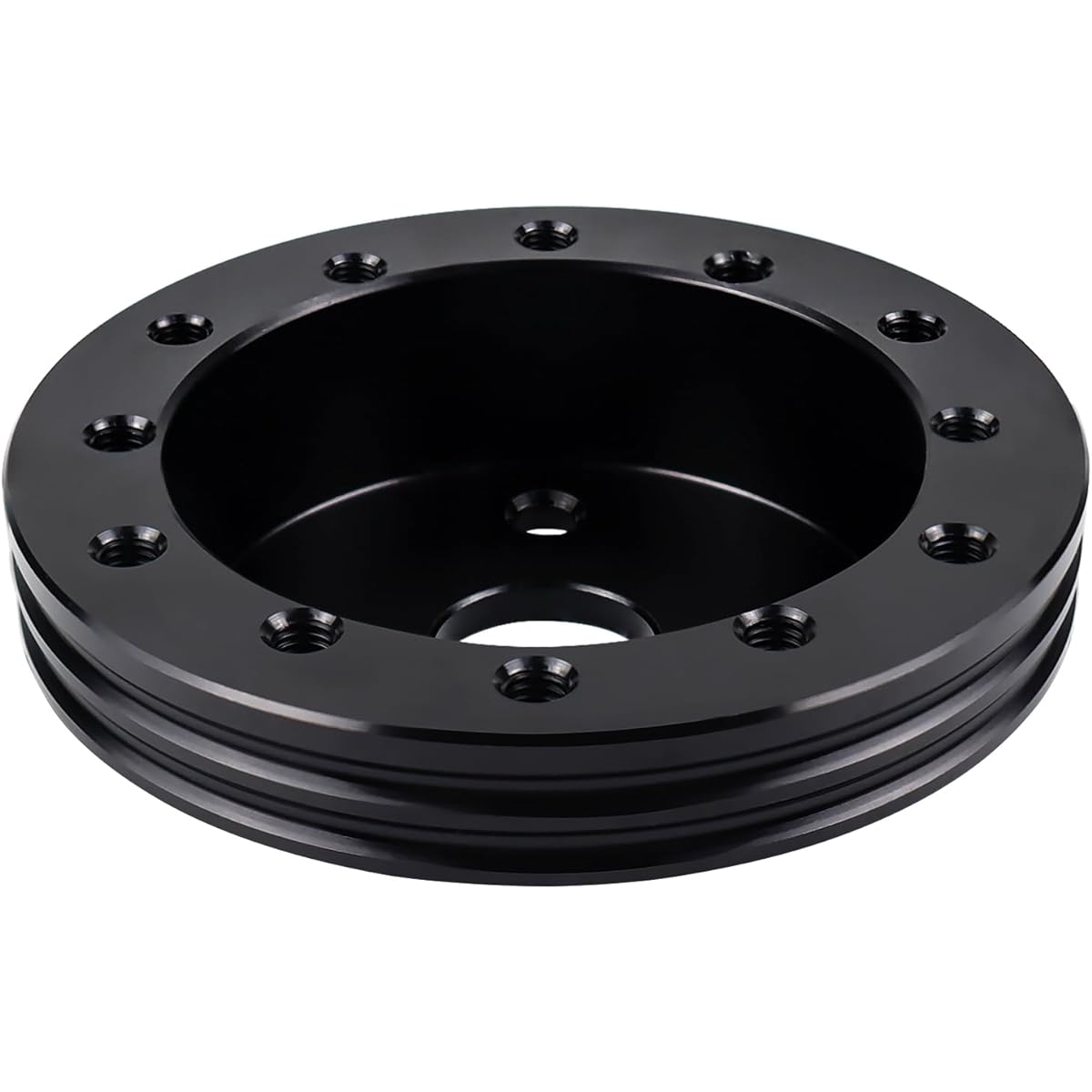 QYMOPAY 0.5 inch steering wheel hub adapter conversion spacer 6 holes to 3 hole steering wheel adapter given adapter boss kit (black)
