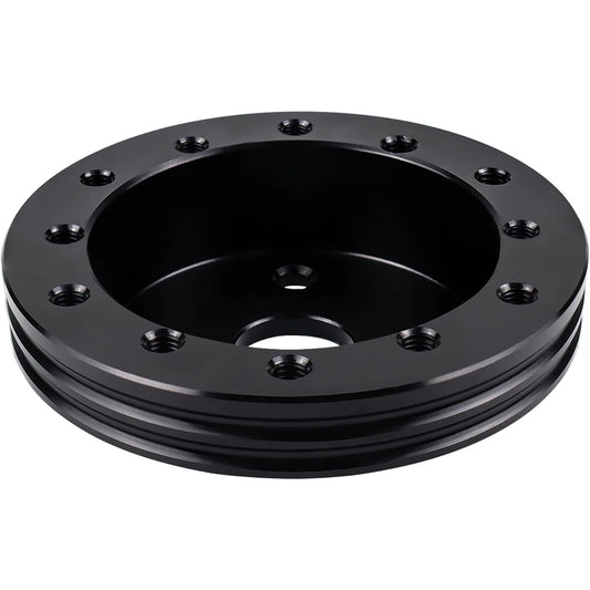 QYMOPAY 0.5 inch steering wheel hub adapter conversion spacer 6 holes to 3 hole steering wheel adapter given adapter boss kit (black)