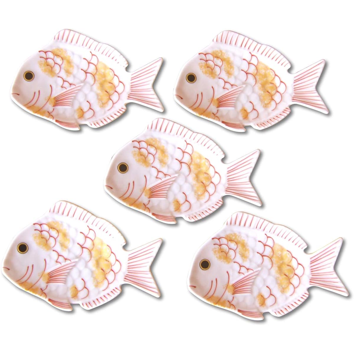 New Year tableware, Japanese tableware, small plates, sea bream, lucky charms, Arita ware, Sakura sea bream, small plates, set of 5, gift box included