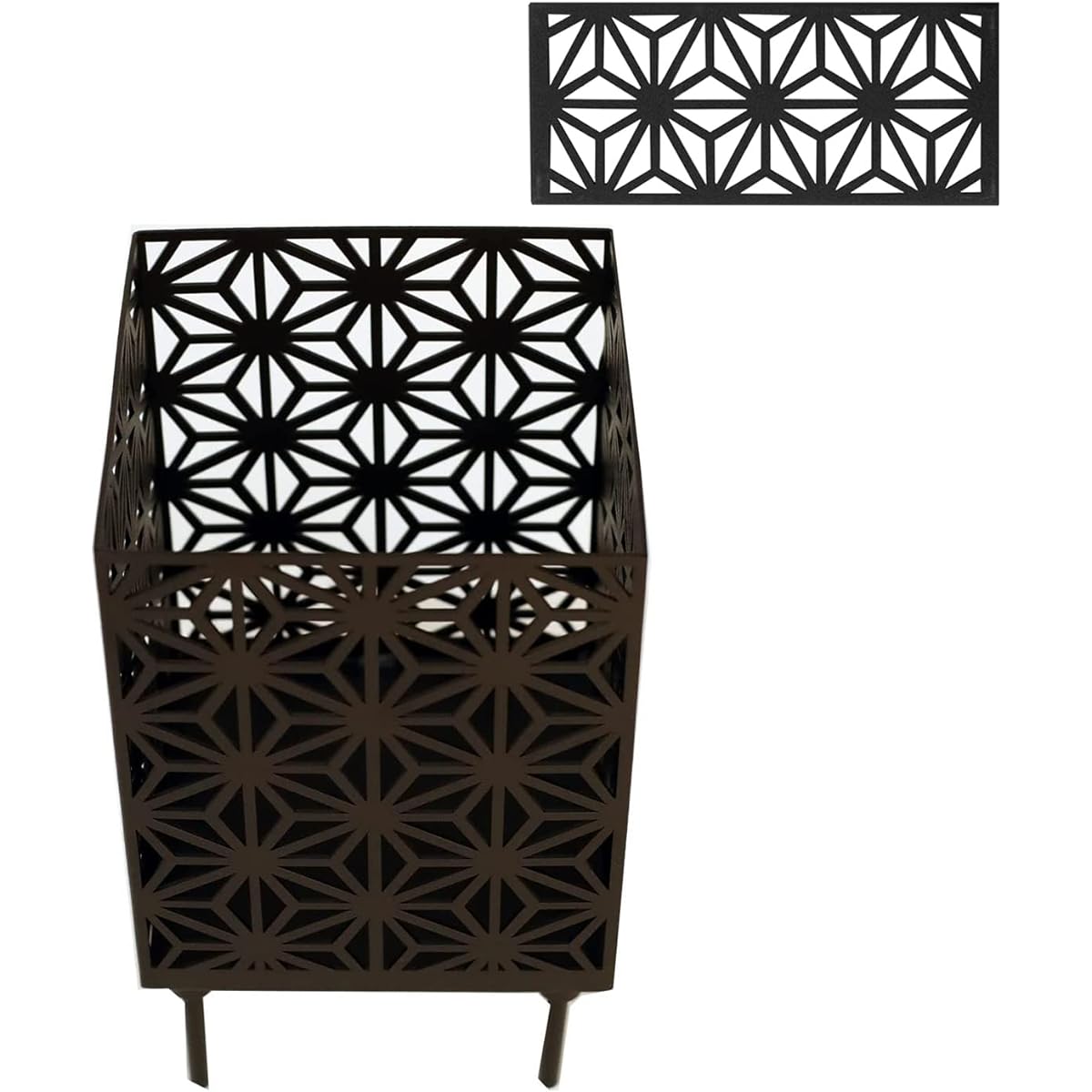 S'more Japanese pattern four-sided bonfire stand Bonfire stand 3-piece set of four-sided bonfire stand, oblong top plate, and storage bag (Hemp Leaf)