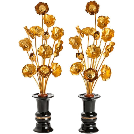 Dots Flower French Flower Dots Flower Set Golden Week Supplies 蓮花 is to is a 仏具 Lotus Lotus'll Put Them With 花立 with Left and Right PAIR GOLD PLATED GOLD SPOON 仏壇 仏具 仏前, Mother, 法要 Golden Week being the anniversary decoration for Evil Flowers Offerings