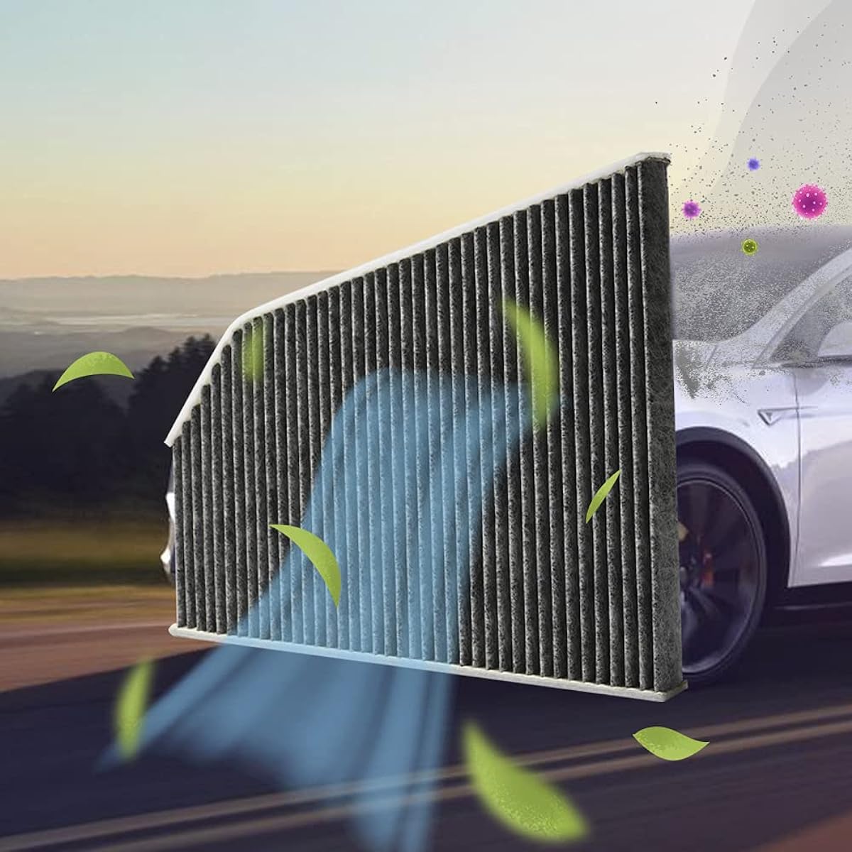 Screw RHINO TESLA MODEL x Cabin air filter activated carbon 5 -layer Filter Long life & stronger filtration air volume