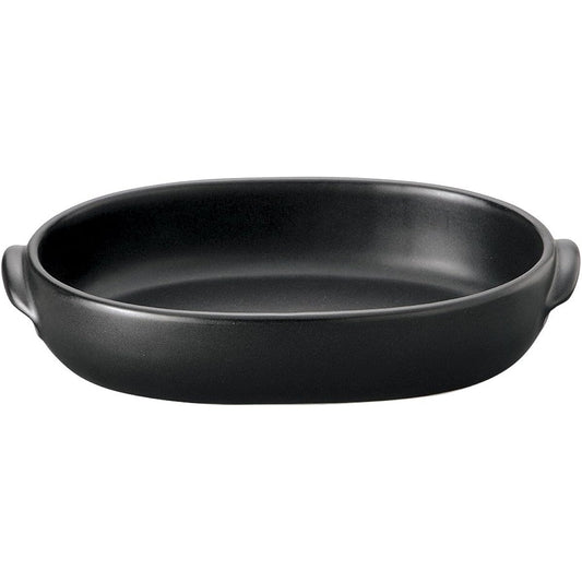 Western Pottery Open Black Ceram New Oval Gratin (Large) [29 x 19 x 5.5cm] Restaurants, Inns, Japanese Tableware, Restaurants, Commercial Use