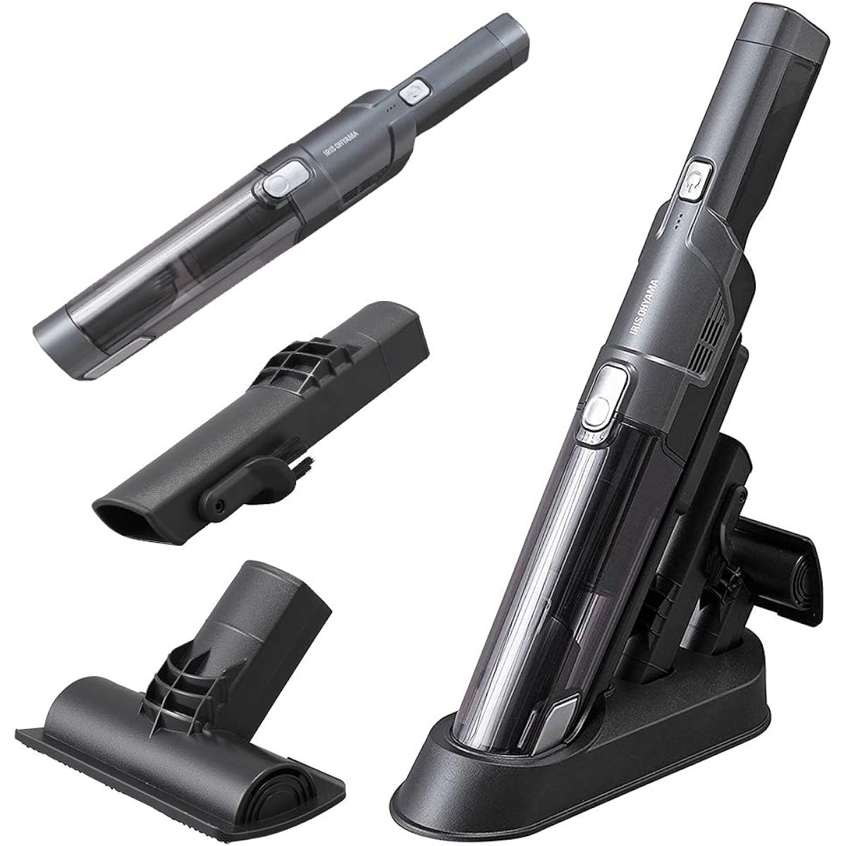 Iris Ohyama Vacuum Cleaner Cordless Handy Cleaner for Car Powerful Suction Compact Lightweight 500g Stand Charging IC-H50-B Black 5.6 x 5.7 x 40.2cm