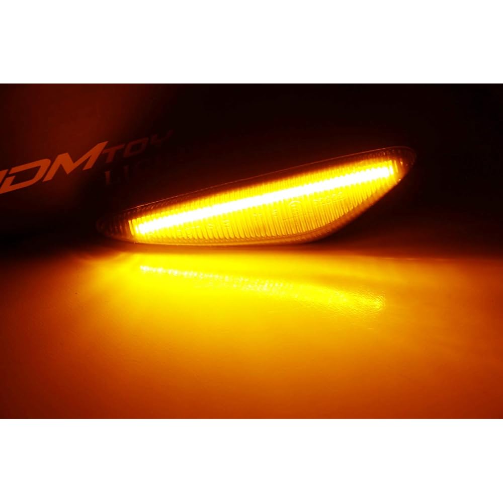 IJDMTOY Smoke Lens Dynamic Sikial Flashing/Flow Amber LED Front Side Marker Light Kit Mazda MX-5, 2009-2012 Mazda RX-8, Fiat 124 Spider OEM side marker lamp replacement OEM side marker lamp replacement