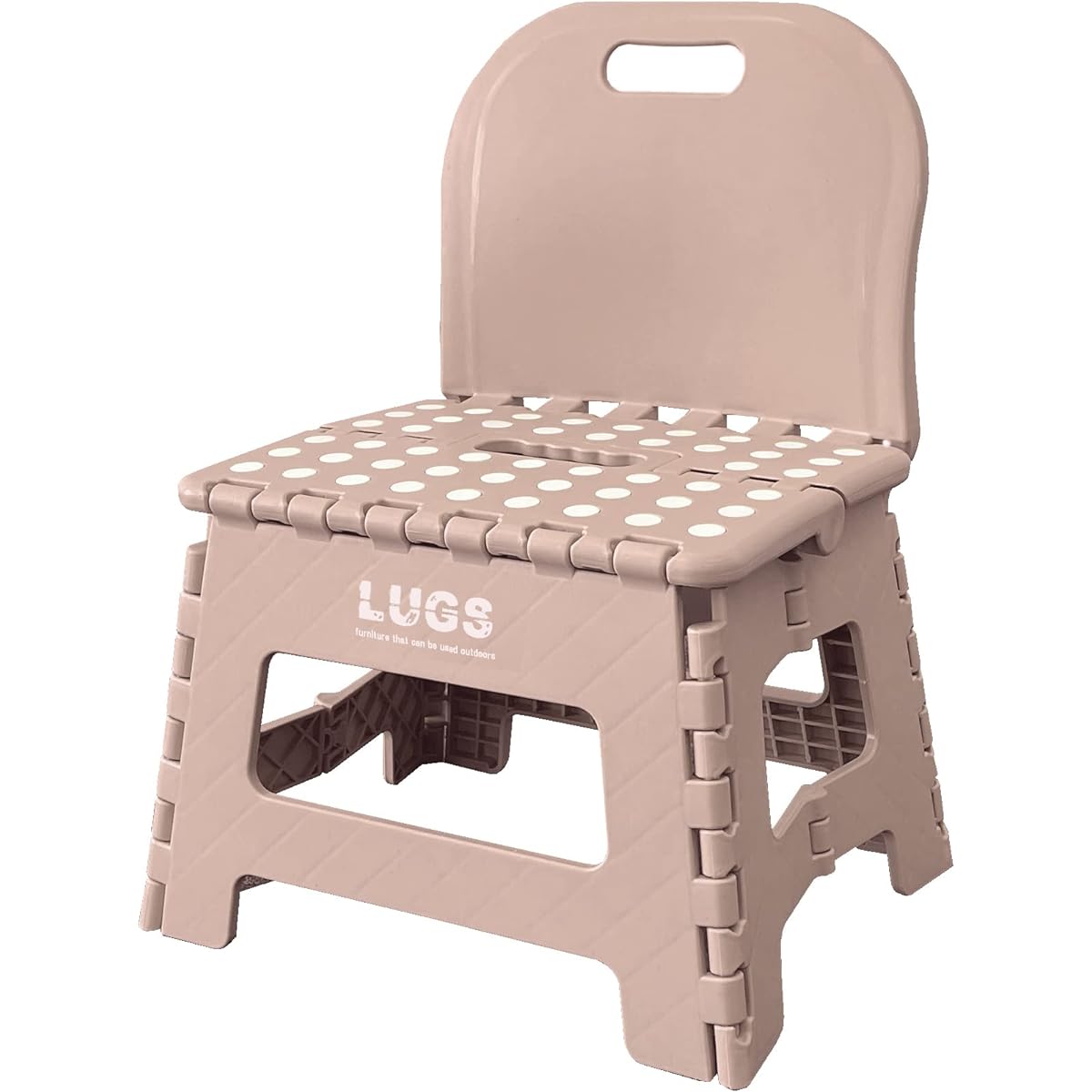 ILC LUGS Compact chair with backrest for outdoor/picnic/flower viewing/BBQ/children pink W32 x D25 x H42.5cm (when used) W32 x D6.5 x H42.5cm (when folded)