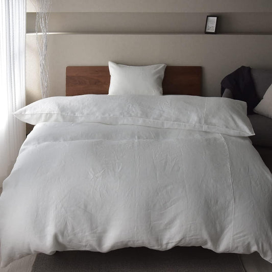 Sleep Tailor Made in Japan 100% Linen Duvet Cover Single Linen Duvet Cover Nordic Fashionable Washable Oeko-Tex Certified Antibacterial Odor Resistant French Linen All Seasons Reno (Single, White) [ST]
