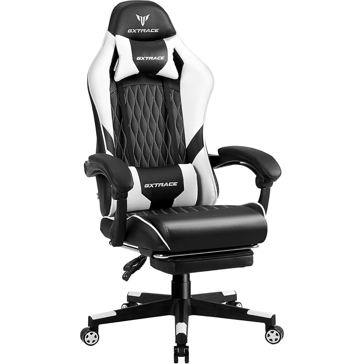 GXTRACE Gaming Chair PC Gaming Chair Gaming Chair Reclining Armrest Headrest Lumbar Support Ottoman Office Chair Desk Chair Computer Chair Chair (White)