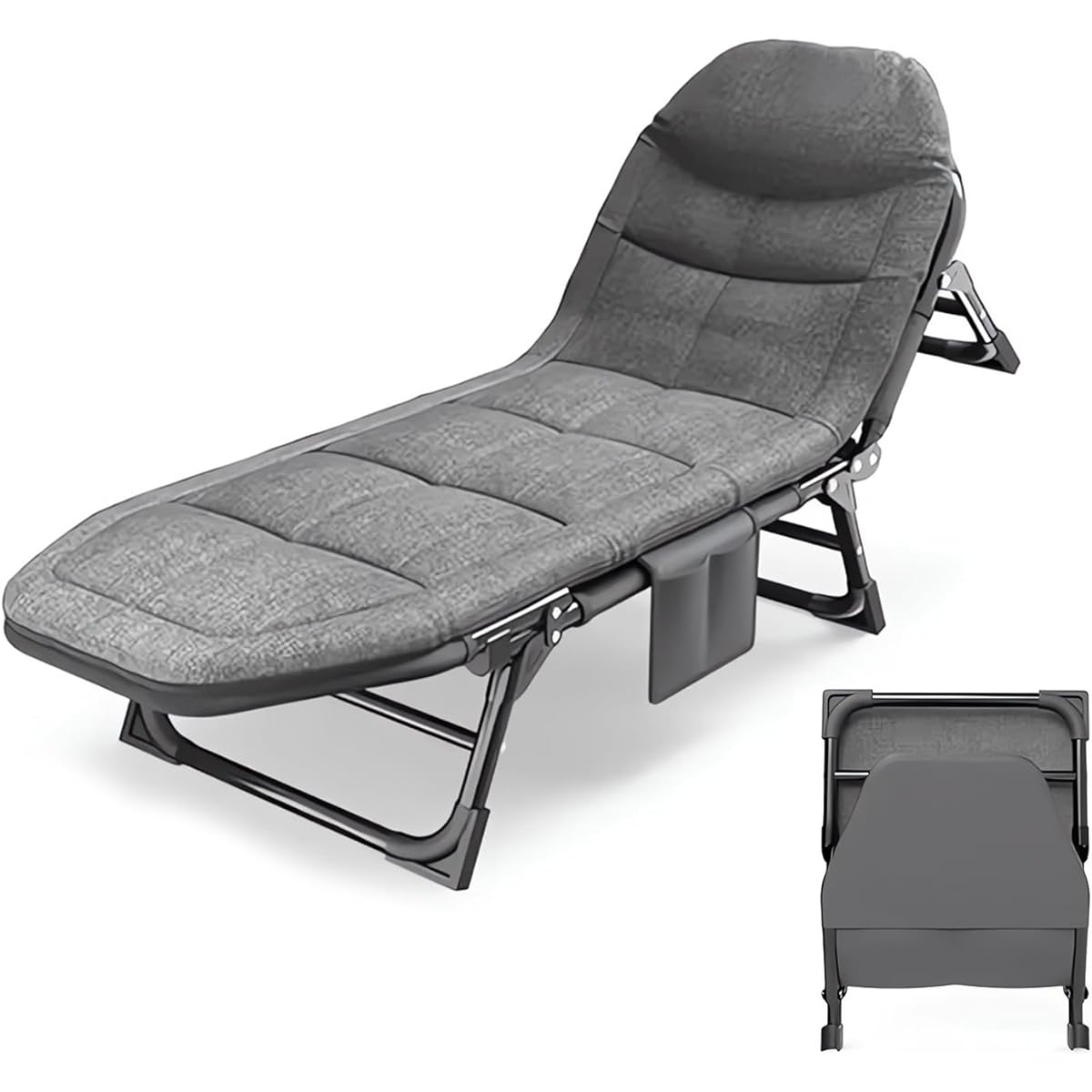 Simple Bed, Foldable Bed, Foldable, Lightweight, Indoor, Nap, Garden, Sleeping in the Car, Sunbathing, No assembly required, 6-level adjustment, Folding Bed, Compact Folding Bed, Breathable, For Indoors, Outdoors, Bed for Disaster Prevention and Guests,