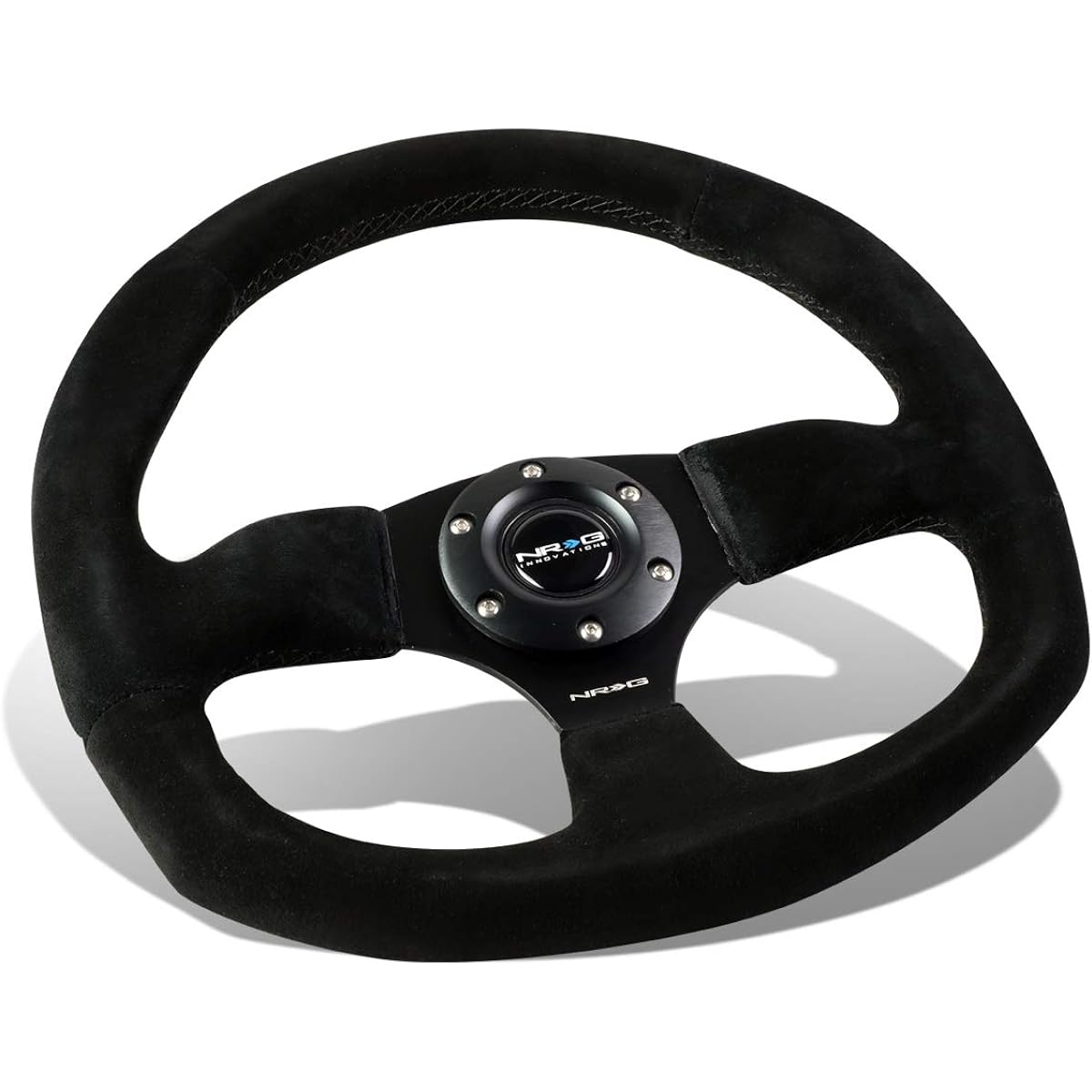 NRG Innovations RST-009S Race Style Suede Leather Steering Wheel Black Stitch