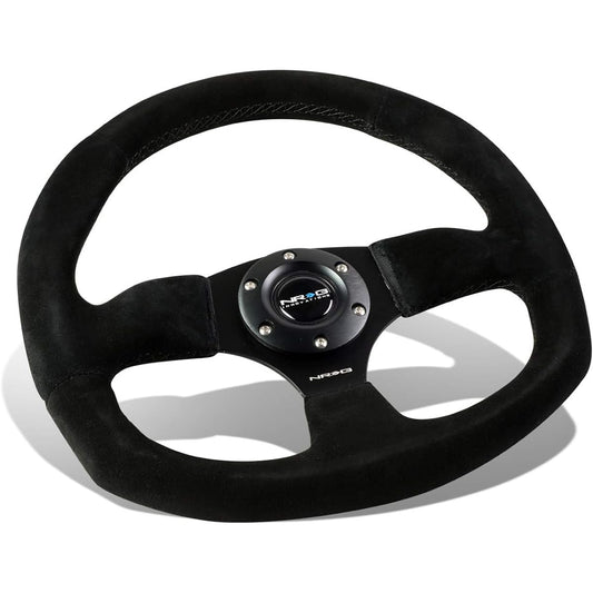 NRG Innovations RST-009S Race Style Suede Leather Steering Wheel Black Stitch