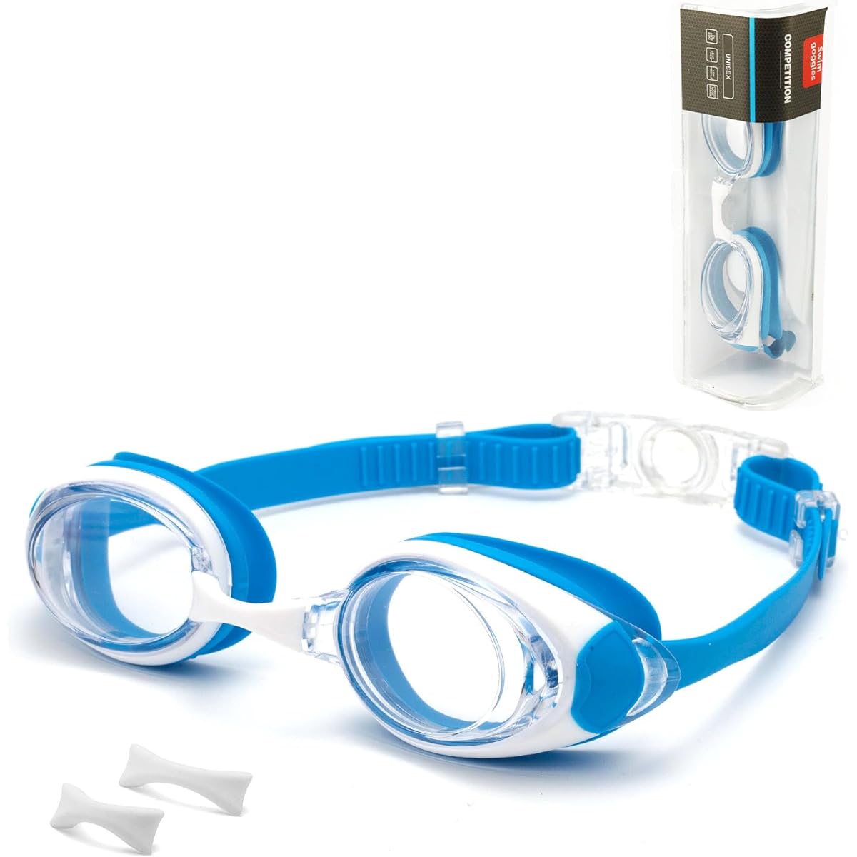 [ESAVIA] Swimming Goggles Prescription Swimming Goggles for Children 4 to 14 Years Old Myopia Underwater Glasses Prescription Lens Underwater Glasses Anti-Fog UV Protection Anti-Fog Antibacterial Cushion Case Included Girls Boys Kids Elementary School Mi