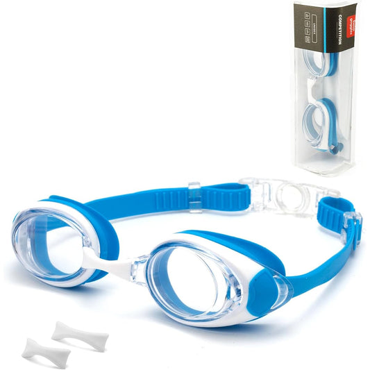 [ESAVIA] Swimming Goggles Prescription Swimming Goggles for Children 4 to 14 Years Old Myopia Underwater Glasses Prescription Lens Underwater Glasses Anti-Fog UV Protection Anti-Fog Antibacterial Cushion Case Included Girls Boys Kids Elementary School Mi