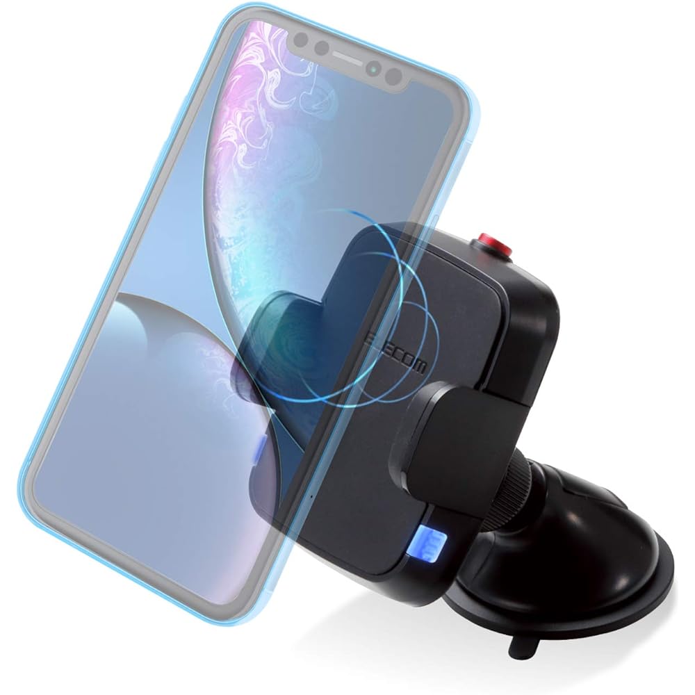 ELECOM Car Holder Wireless Charger (Qi Standard Compatible) 5W Output Suction Cup Type Black W-QC02BK