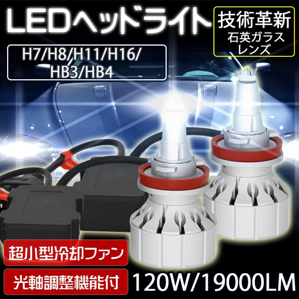E-Autofan LED Headlamp LM-N2P HB3/HB4 Compatible 120W 19000lm White for Projector Cars