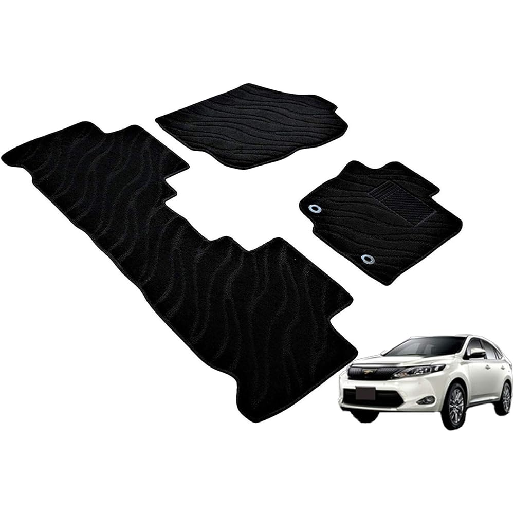 Fenice Car Mat Floor Mat Domestic Production (Toyota Harrier Harrier Hybrid 60 Series) <For Early Years> Wave Black Anti-Slip Shape Resistant to Slip Car Mat (Car Parts Specialty Store)