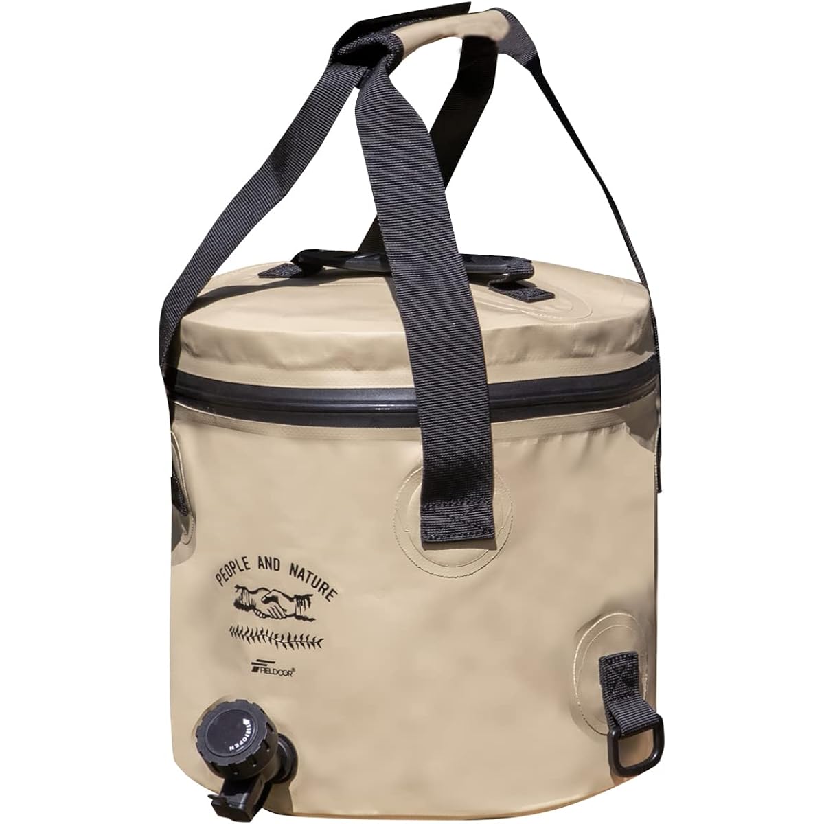 FIELDOOR Folding Water Jug Water Tank 10L [Khaki] Soft Type for Compact Storage Water Volume Adjustment with Faucet BBQ Camping Solo Camping Fishing Leisure Space Saving Disaster Prevention Supplies