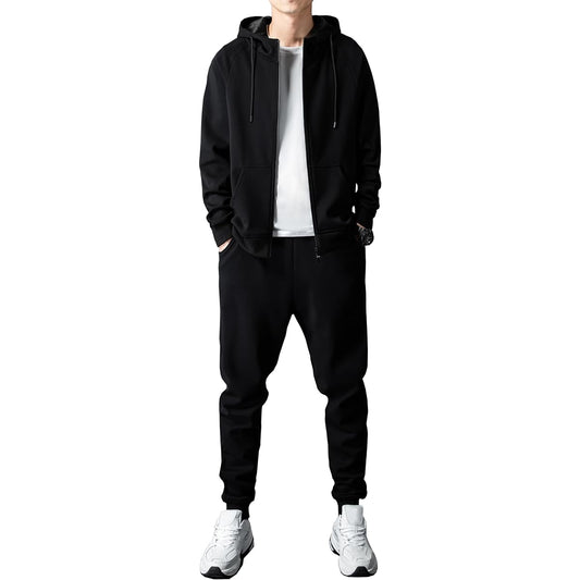 [Majisohiroka] Men's Jersey Top and Bottom Set, Plain Sweatshirt, Long Sleeve, Hoodie, Pants, Setup, Zip Up, Hooded, Sportswear, Sweat Absorbent, Quick Drying