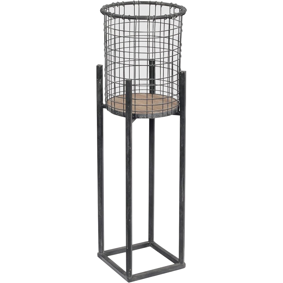 SPICE OF LIFE Pot Cover Contempo Wire Basket with Iron Stand L Size Black Width 27cm Depth 27cm Height 81.5cm JDDT5103