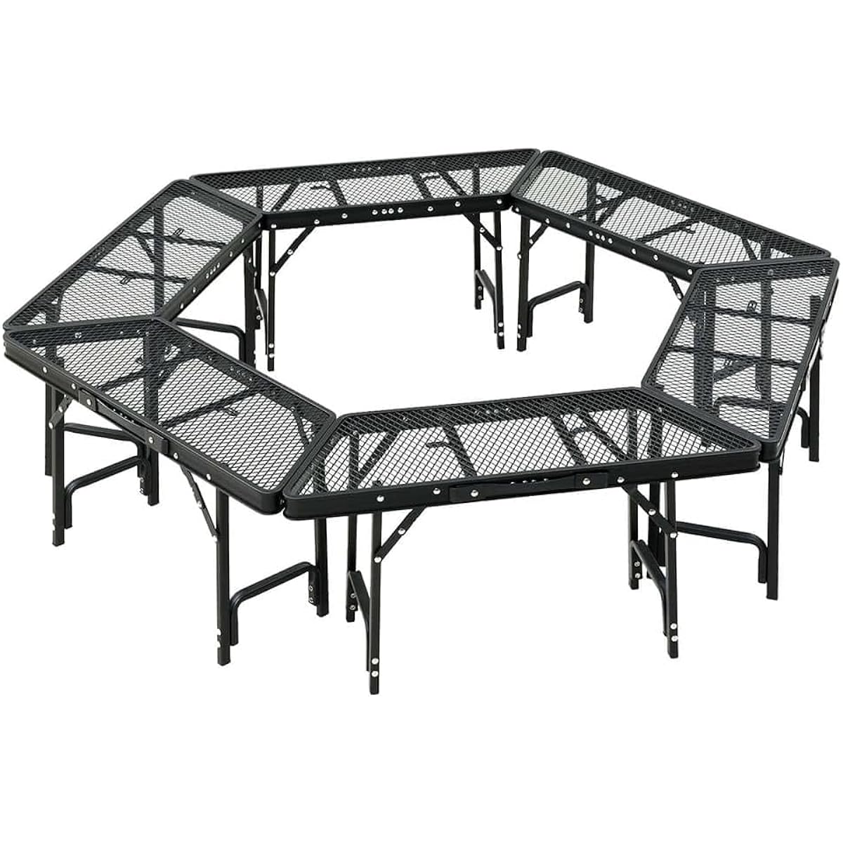 [Yamazen] Campers Collection Tough Light Hexa Table Set Bonfire Table Folding Outdoor Table TLHT-6(MBK)