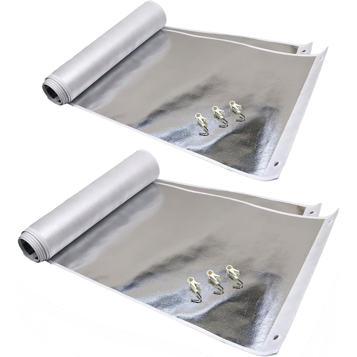 [Foral] Eco Screen, Cold Protection, Insulation, Cold Air Block, Temperature difference -19.2℃, 98% UV and light blocking, Easy to install, For indoor use, Center slit included, 6 clip hooks included [Set of 4 (for 2 windows) Width 50 x Length 210 cm]
