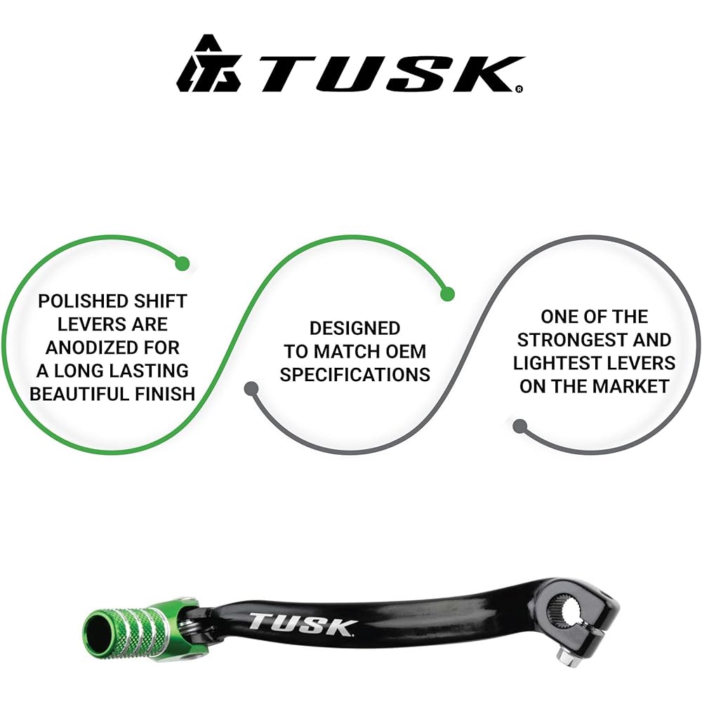 TUSK folding shift lever black/green tip --Kawasaki KX100 2005-2009