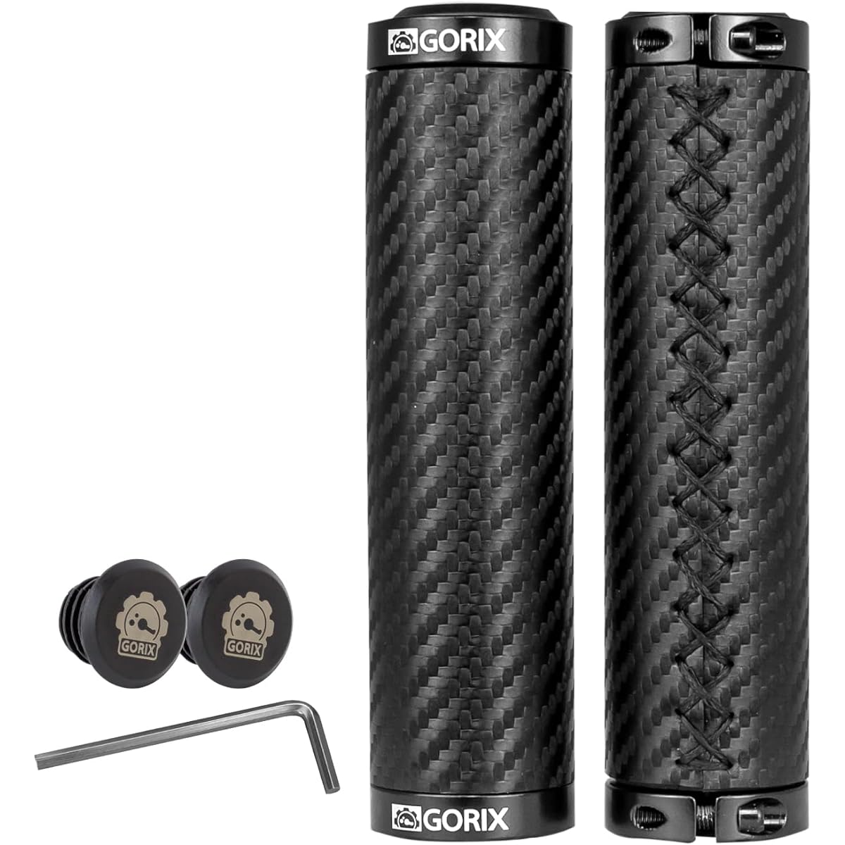 GORIX Bicycle Grip, Carbon Pattern, Bicycle Grip, Lock-on, Straight, Shock Absorption, Grip Replacement, Customized, Cross Bike, Mountain Bike, Mini Velo and Other Bicycles, Cycle Grip, Grip, Cool, Cylindrical Shape (GX-BONT84)
