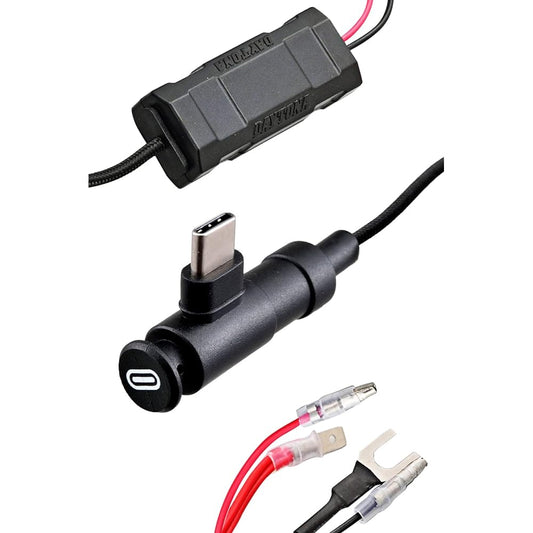 Daytona Motorcycle Power Cable Power Supply & Cable Integrated Waterproof USB-C PD3.0 Compatible Rapid Charging 18W Android Compatible L-shaped Connector 15644