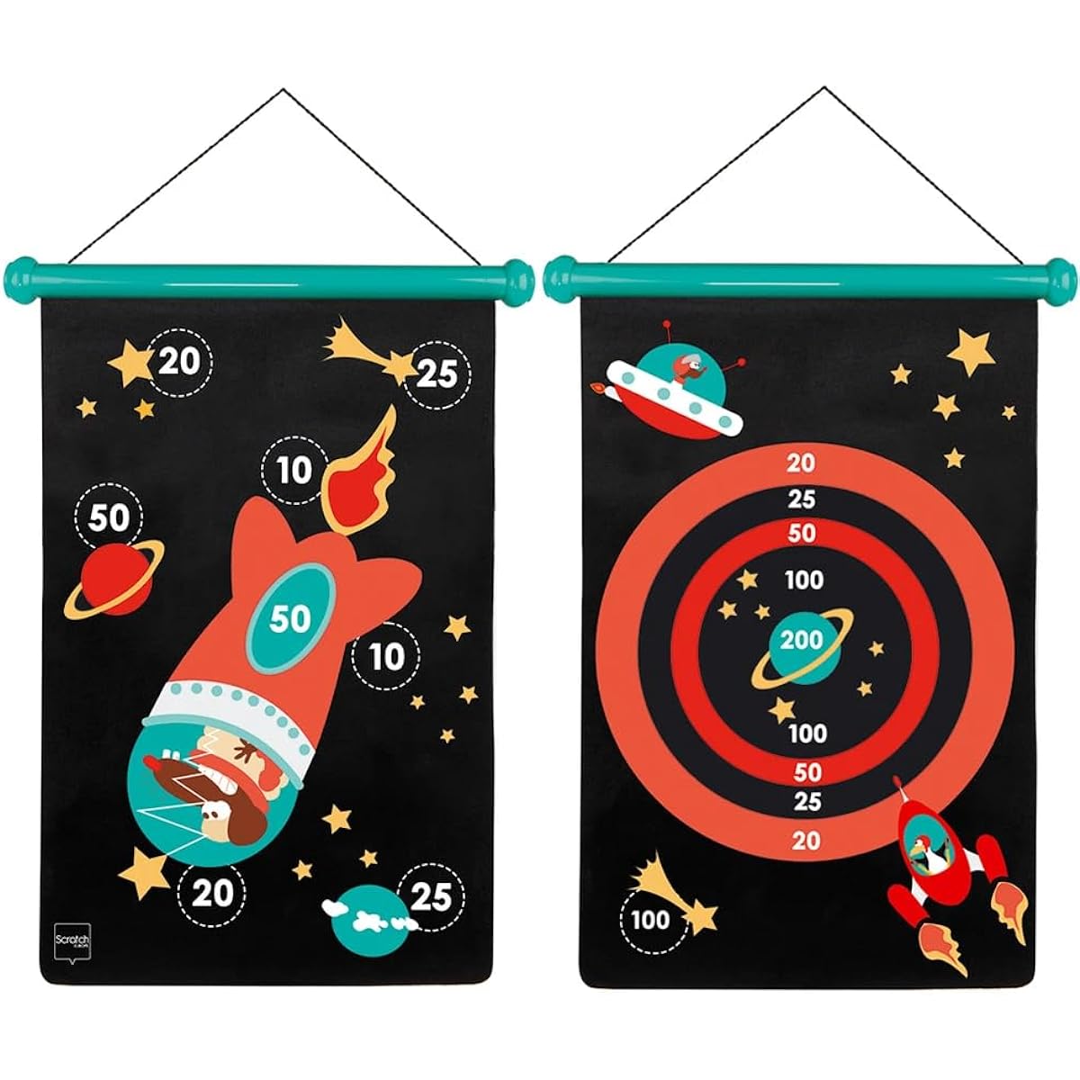 Scratch Magnetic Dart Game Space & Rocket Double Sided Soft Dart Board Wall Hanging 6182001 Genuine Product