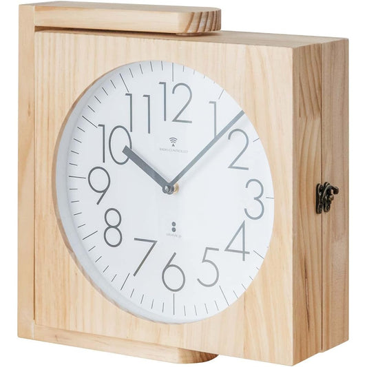 ottostyle.jp Wooden double-sided wall clock, radio clock, wall clock [Natural] Design clock that allows you to check the time from both the front and back, silent, silent movement, analog, easy to read dial, wooden frame, interior, stylish