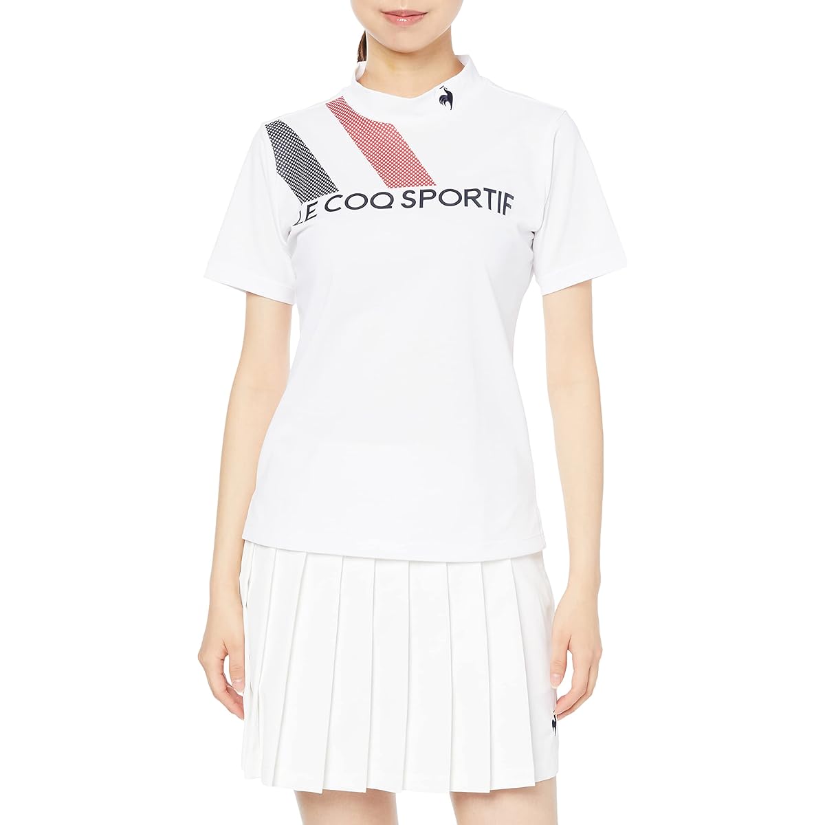 [Le Coq Sportif] 2023 Spring/Summer Model Short Sleeve Shirt Mock Neck Sweat Absorbent Quick Drying Stretch UPF15 Limited Distribution Special Order Toriko Golf Standard QGWVJA41NT Women's
