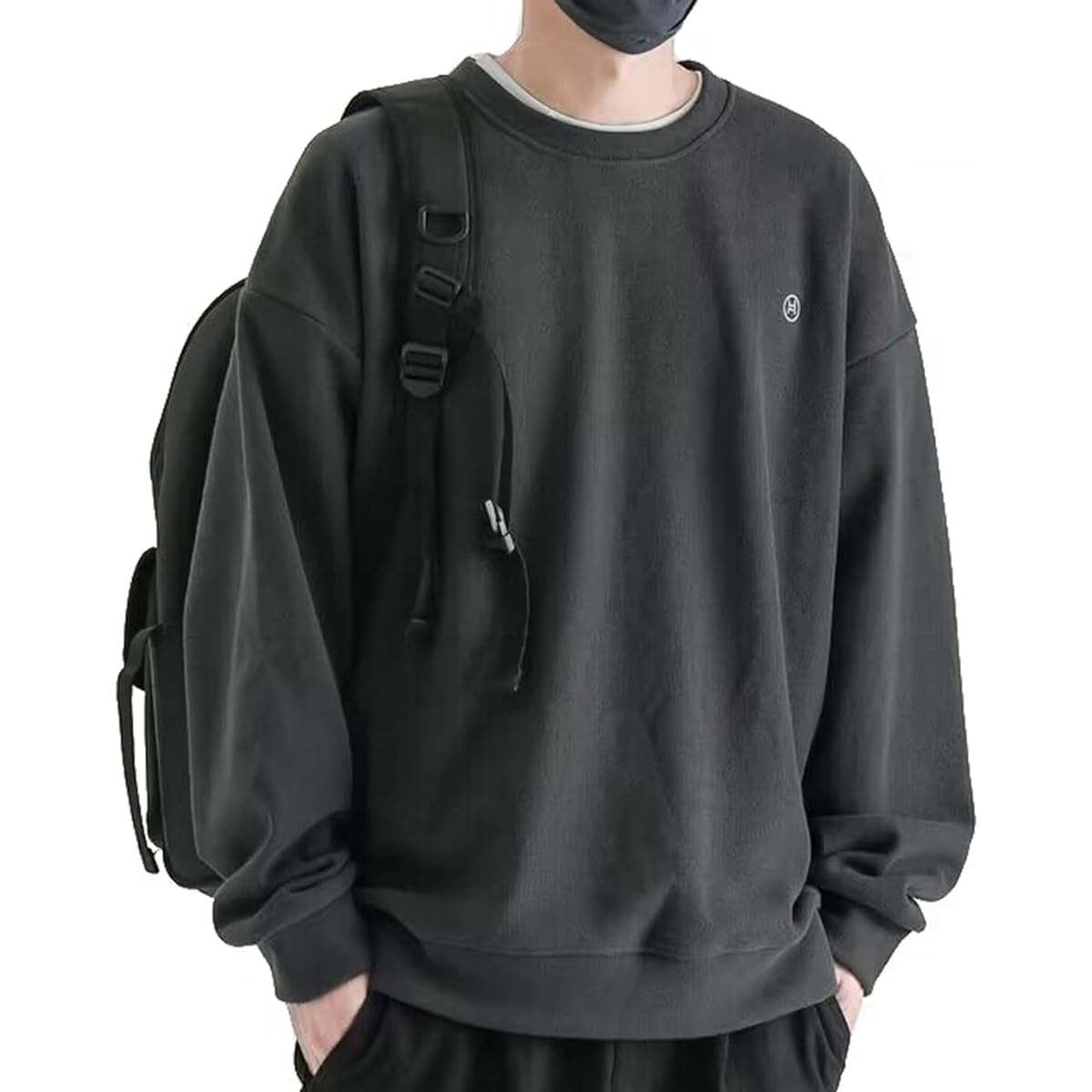 [ODFMCE] Men's Sweatshirt, Long Sleeve, Spring, Plain, Casual, Stylish, Loose, Large Size