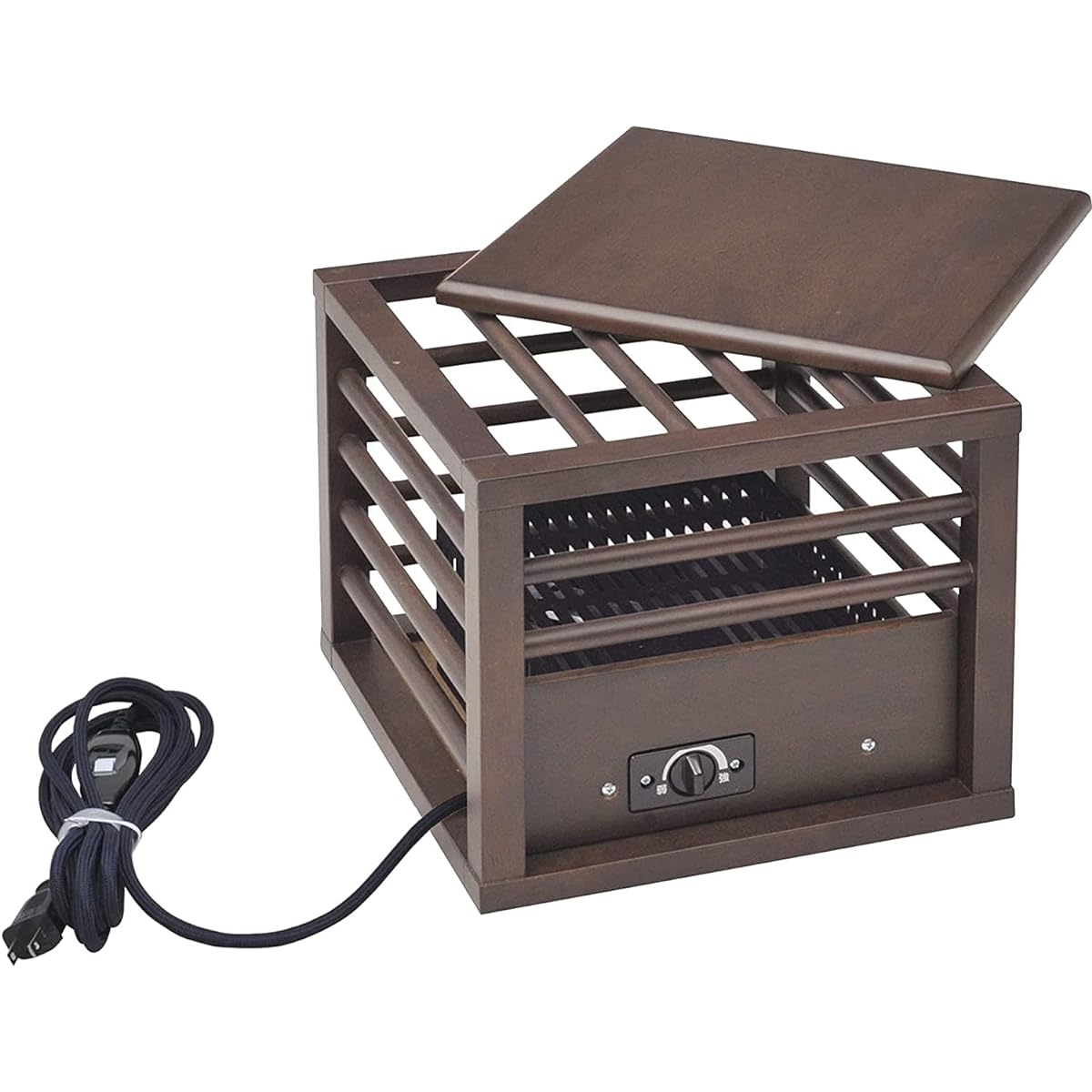 [Yamazen] Single Person Mini Kotatsu with Top Board, Energy Saving (Width 30 x Depth 30 x Height 26 cm) Korche Heater with Temperature Adjustment Function, Dark Brown YMK-105
