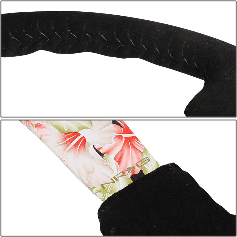 NRG Innovations Reinreplacement Forced RST-036FL-S 350mm 3 inch Deep Dish Suede Grip Floral Patterl Spoke Handle