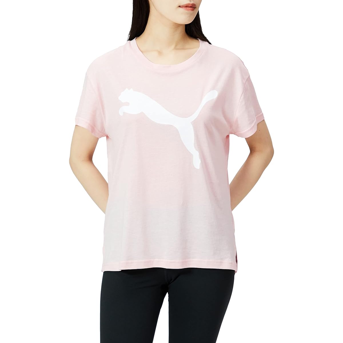 PUMA 588938 Women's Moisture Absorbent Quick Drying Short Sleeve Training RTG Logo T-Shirt