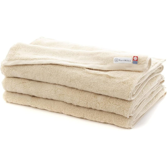 Hartwell Imabari Towel Mokomoko 365 Slim Bath Towel Towel Plain Simple Color Towel Mini Bath Towel Set of 3 Ivory