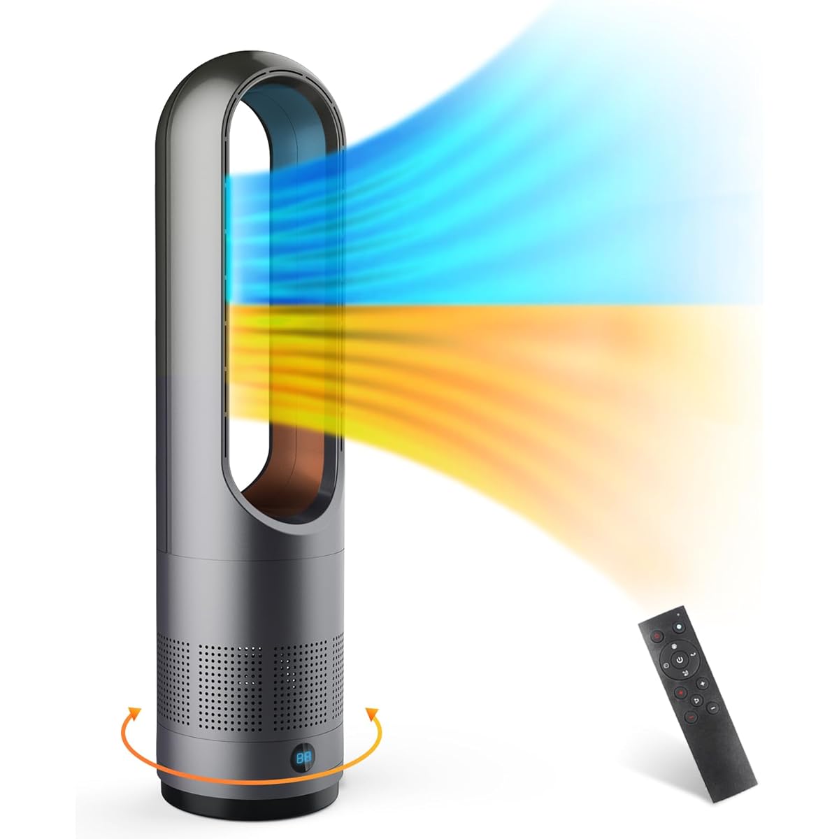 [Cooling & Warming & No Blades] Fan, Tower Fan, Slim Fan, 3 Levels of Warm, 8 Levels, Cold Air Switching, 1400 W, 100° Left & Right Oscillation, 1-9H Timer Setting, Auto-Off Overheating Protection,