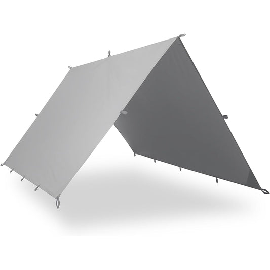 AQUAQUEST GUIDE Waterproof Camping Tarp - Ultralight Bivi Shelter or Rainfly - Essential Camping Gear for Hiking, Hammock and Survival, 3 x 3 m Gray