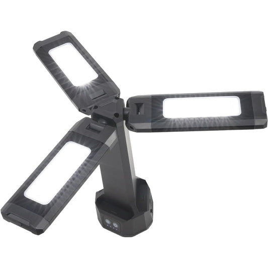 MUSASHI RWL-300 Rechargeable 3-Light Work Light Floodlight, Work Light with Hook, Magnetic Type, Charging, Waterproof Design, Can Be Used Indoors and Outdoors, Tripod Mounting