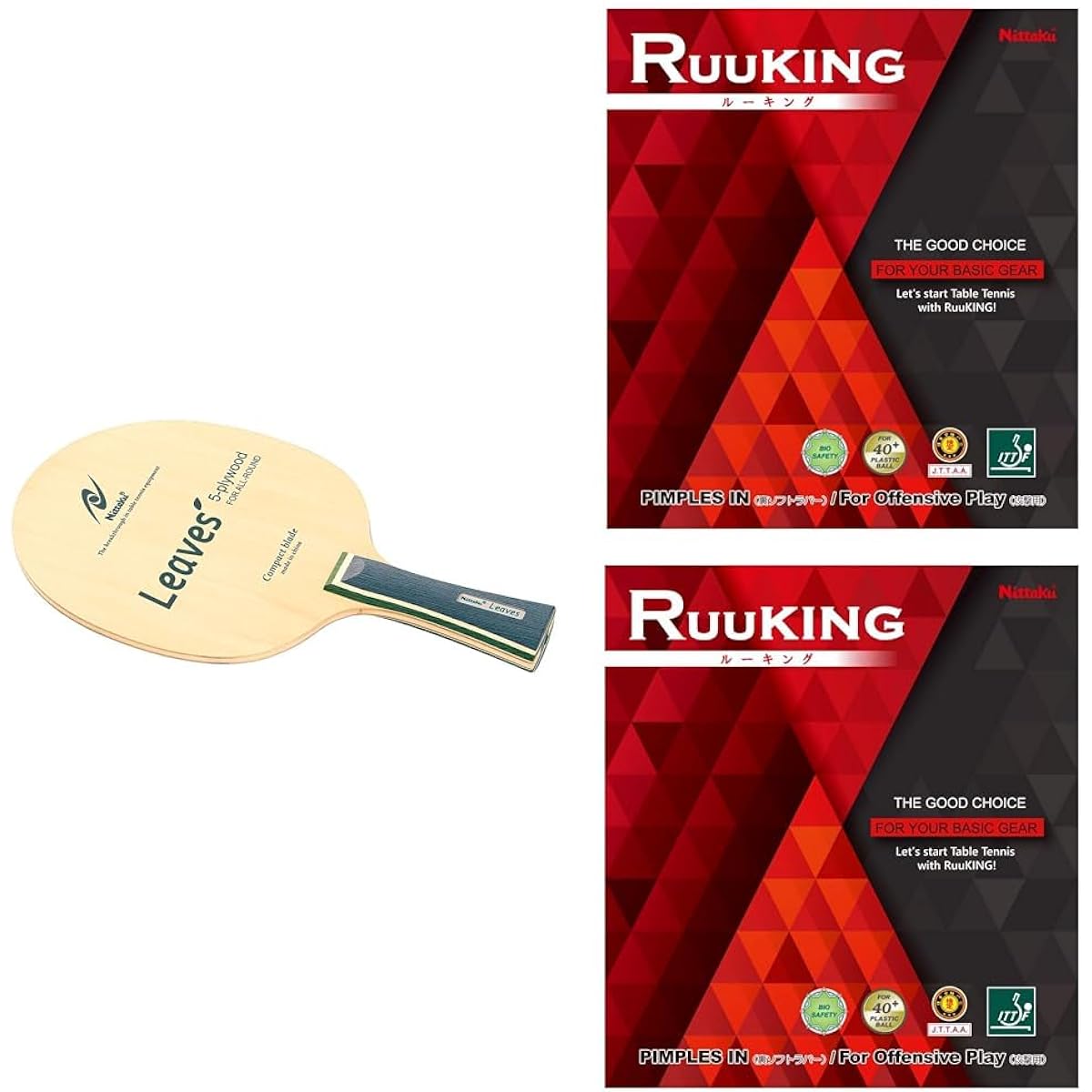 Nittaku Table Tennis Racket Rubber New Member Beginner Set Reeves FL (Flare) + Ruking (Red/Medium/Black/Medium)