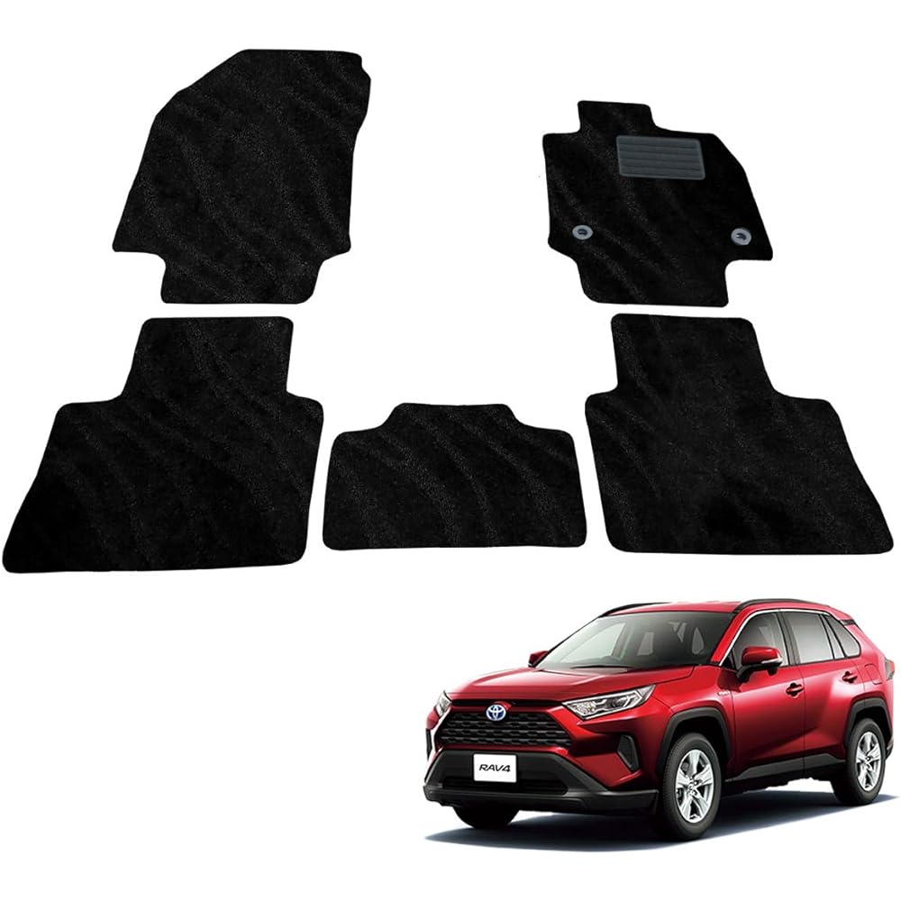 Fenice Car Mat Floor Mat Domestic Production (Toyota RAV4 50 Series) <For Hybrid Vehicles> Wave Black Anti-Slip Shape Resistant to Slip Car Mat (Car Parts Specialty Store)