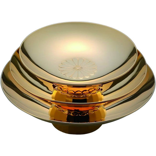 Takenaka Copperware Sake Cup Gold Φ9.0cm/Φ7.5cm/Φ6.0cm Gold Cup Kiku Mitsuge 9.0/7.5/6.0cm 175-65