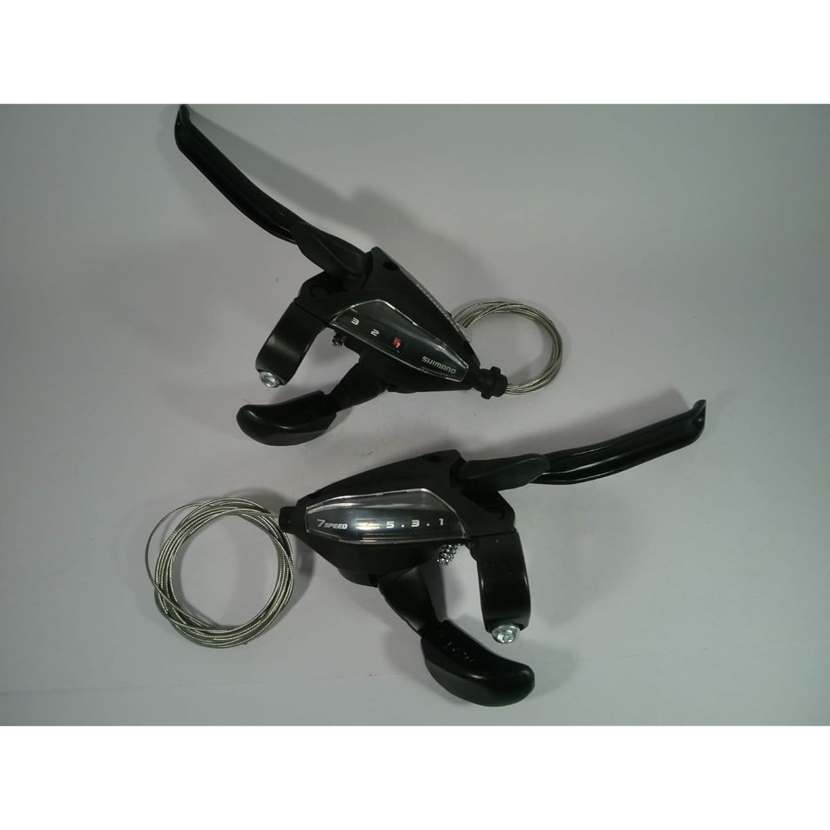 Shimano ST-EF500L4/7R4 Brake/Shift Lever 3x7speed 4 Finger 960 (V, Disc, Caliper, Cantilever Brake Shared) Black Left and Right Set