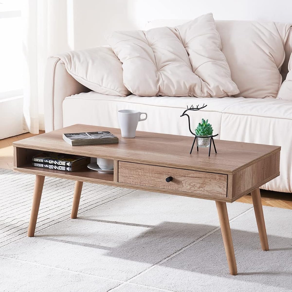 JOKINECO Low Table Storing Table Drawer Storage Function With Drawer Living Room Furniture Furniture Center Table New Life